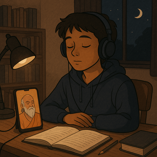 a student listening to sa