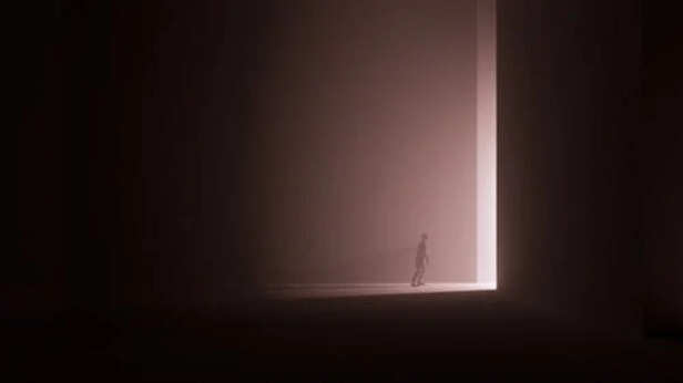 A door with faint lightin