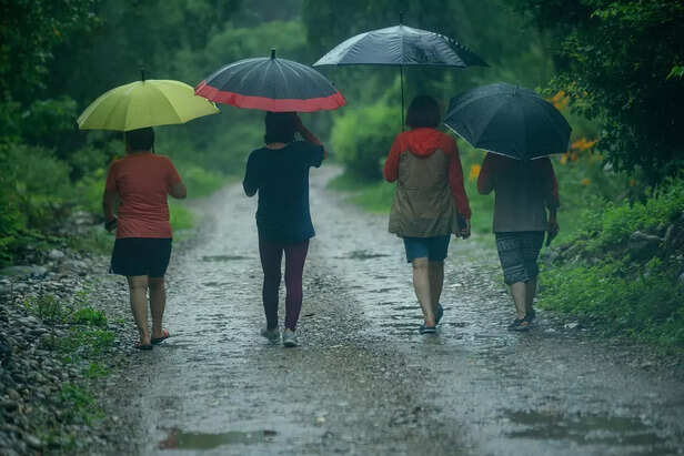 Children with umbrellas