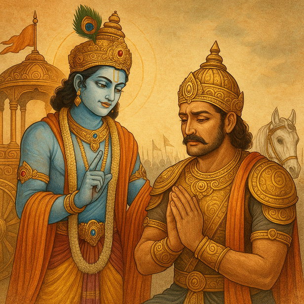 Krishna Enlightens Arjuna