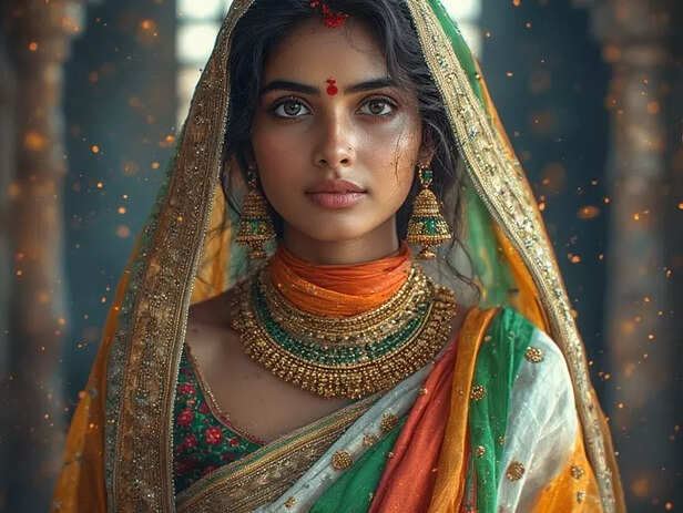 Woman wearing a handloom 