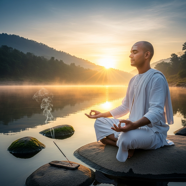 Person deep breathing med
