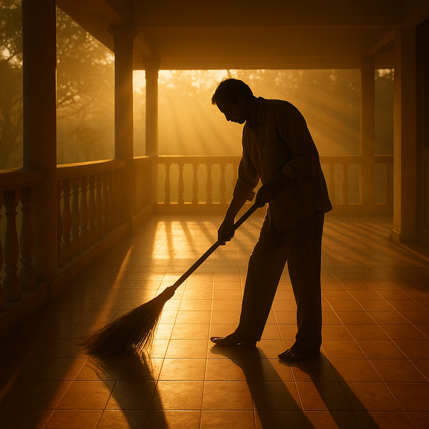 Person cleaning