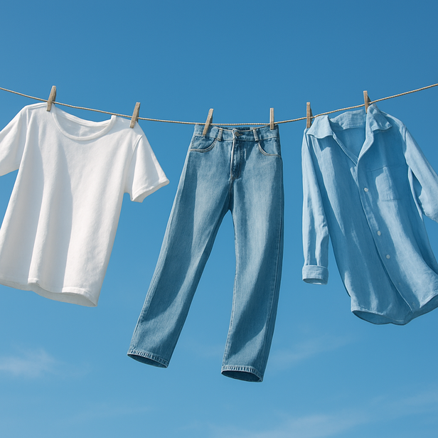 Clean clothes hanging