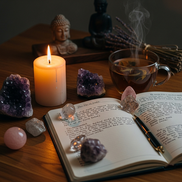 candle and journal spirit